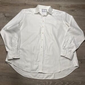 Charles Tyrwhitt Dress Shirt Mens 18/38 White Herringbone Non-Iron Business